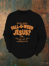 Men's Are You Fall-O-Ween Jesus Print Casual Sweatshirt