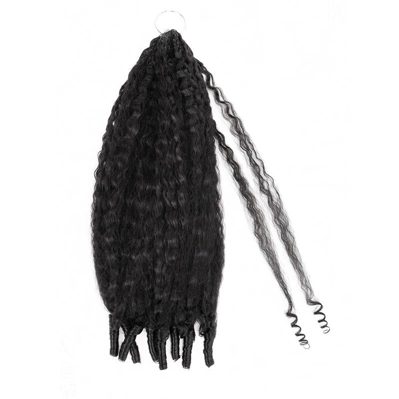 QVR Kinky Straight Feather Crochet Human Hair with Sprial Ends Machine Made Crochet Weave Hair Extensions