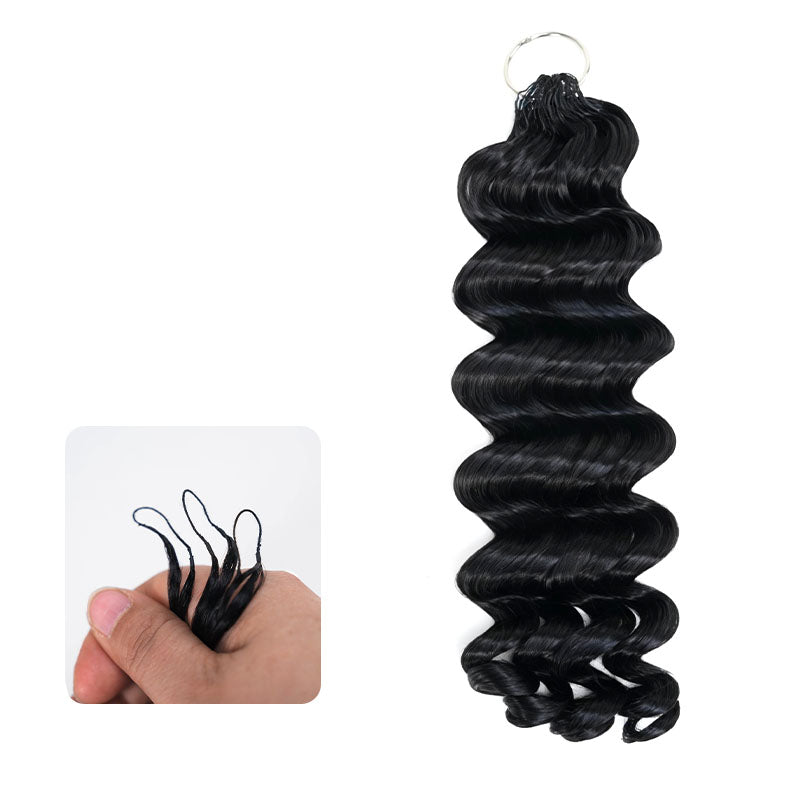 QVR Loose Deep Wave Feather Crochet Human Hair with Spring Curl Ends Machine Made Crochet Weave Hair Extensions