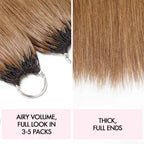 QVR Silk Straight Feather Crochet Human Hair Light Brown #6 Machine Made Crochet Weave Hair Extensions