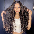 QVR Dark Brown #4 Crochet Hair Water Wave Machine Made Feather Human Hair Extension