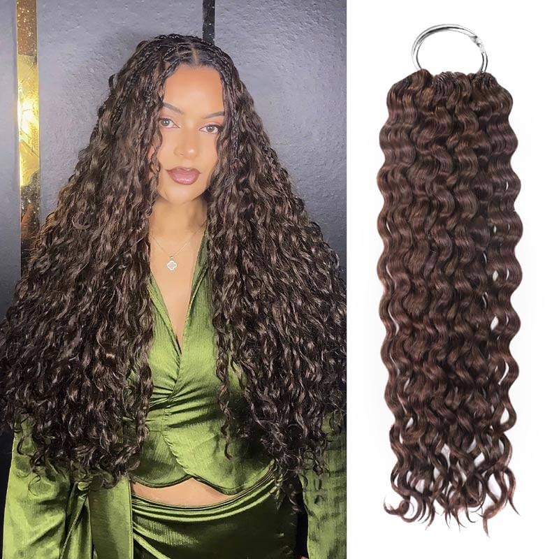QVR Water Wave Feather Crochet Human Hair Highlight #P4/30 Miracle Knots Crochet Weave Hair Extensions