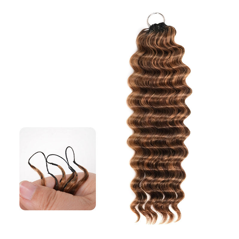 QVR Water Wave Feather Crochet Human Hair Highlight #P4/27 Miracle Knots Crochet Weave Hair Extensions
