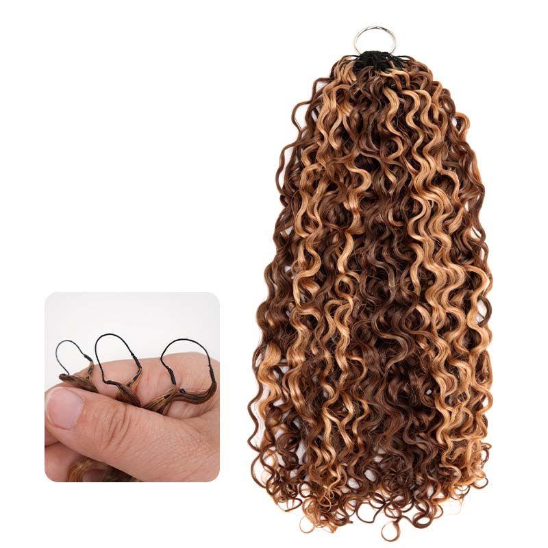QVR Water Wave Feather Crochet Human Hair Highlight #P4/27 Miracle Knots Crochet Weave Hair Extensions