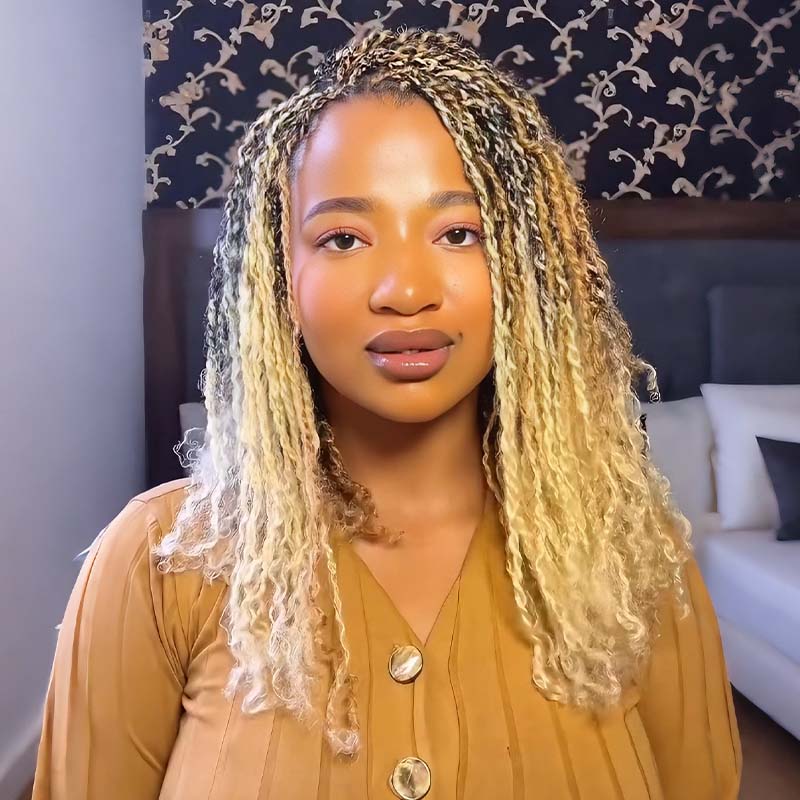 QVR #27+#613+#30 Blonde Highlights Afro kinky Bulk Human Hair for Braiding & Twists
