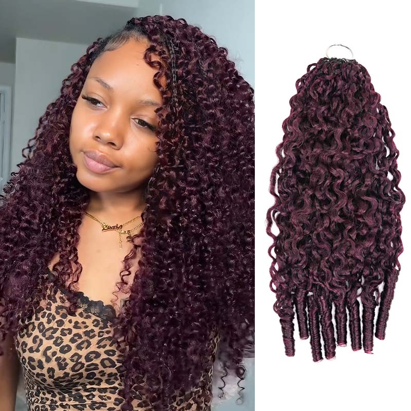 QVR Burmese Curly Feather Crochet Human Hair Salt&Pepper Machine Made Crochet Weave Hair Extensions