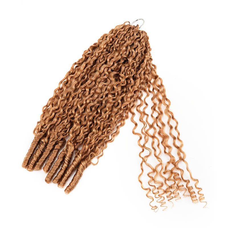 QVR Seamless Burmese Curly Feather Crochet Hair Highlight #P4/27 Machine Made Human Hair Extensions