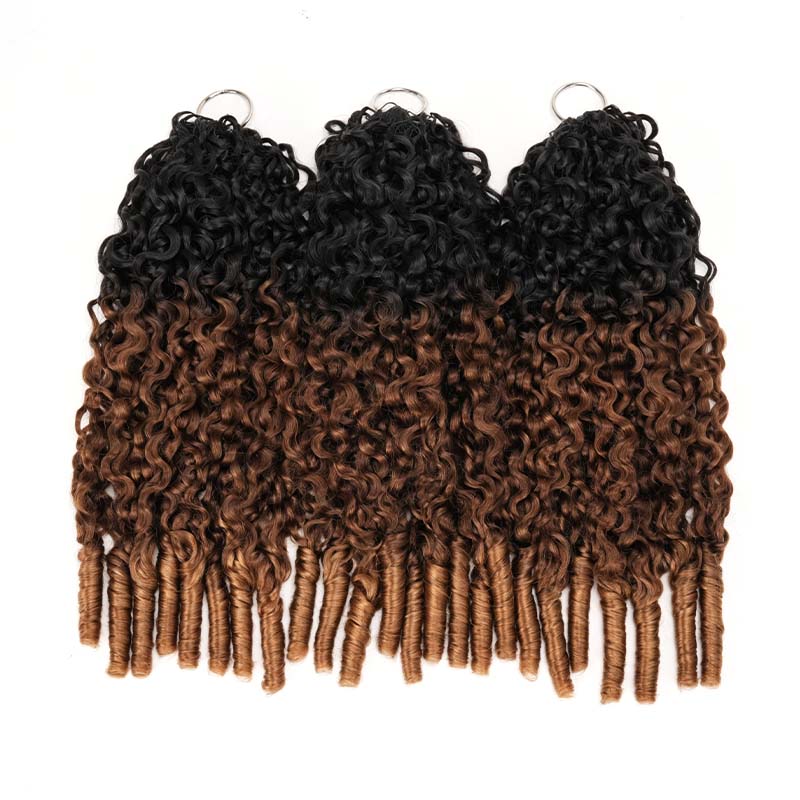 QVR Burmese Curly Feather Crochet Human Hair Ombre #T1B/30/27 Machine Made Crochet Weave Hair Extensions