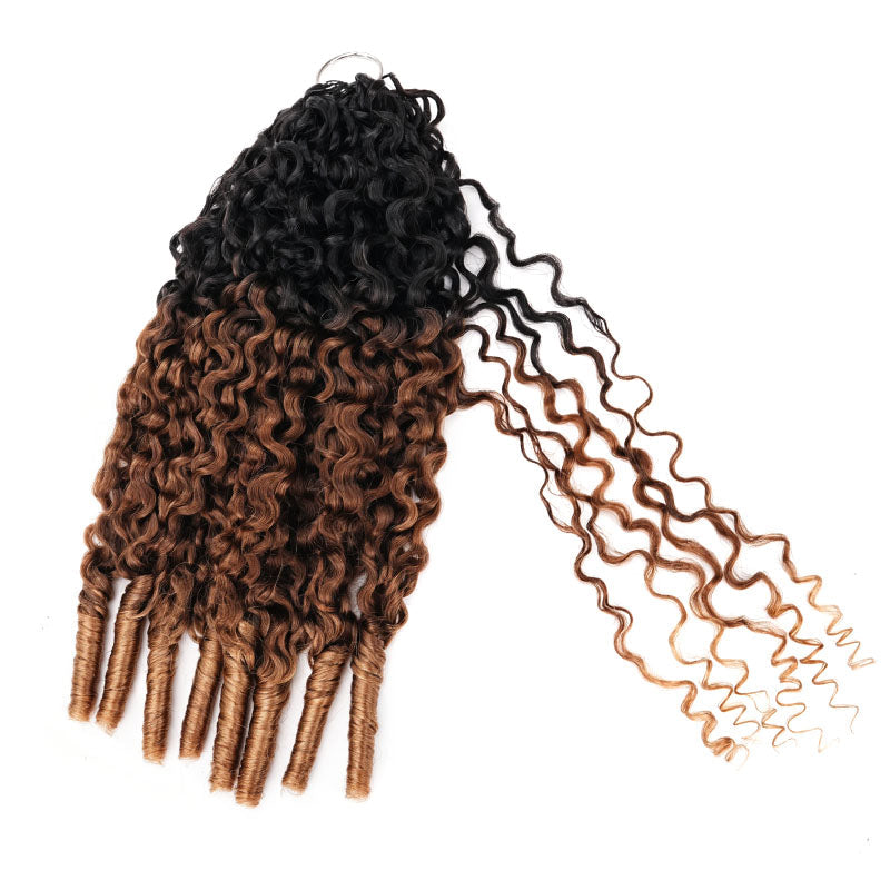 QVR Ombre #T1B/30/27 Water Wave Machine Made Feather Crochet Human Hair Extensions