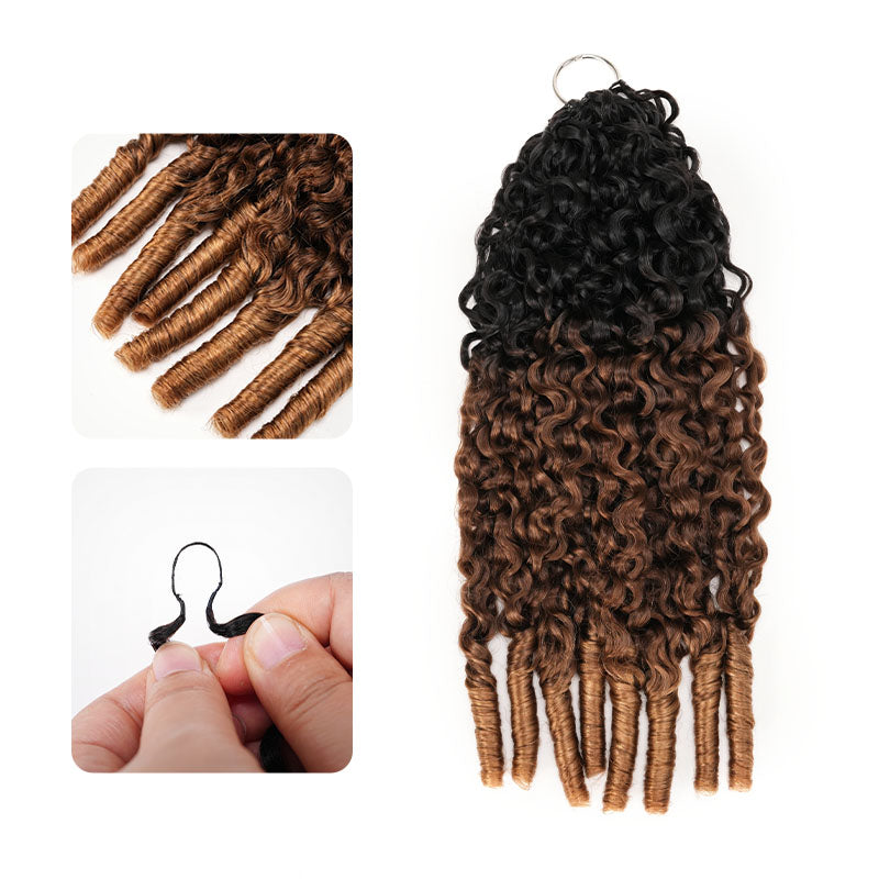 QVR Burmese Curly Feather Crochet Human Hair Ombre #T1B/30/27 Machine Made Crochet Weave Hair Extensions