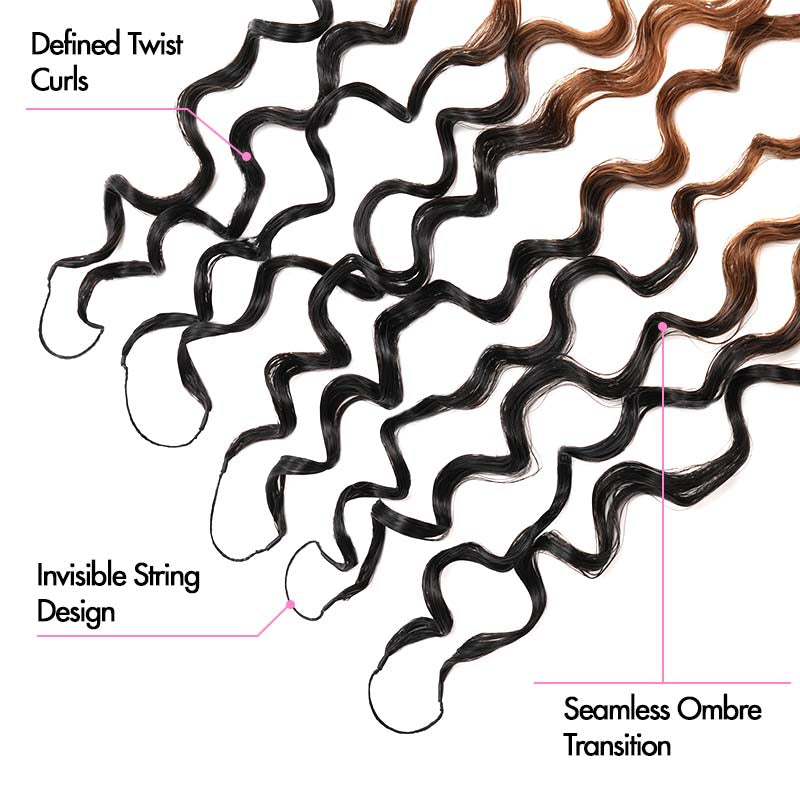 QVR Twist Curly Feather Crochet Human Hair Ombre #T1B/30/27 Miracle Knots Crochet Weave Hair Extensions
