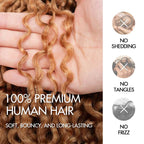QVR Twist Curly Feather Crochet Human Hair Honey Blonde Miracle Knots Crochet Weave Hair Extensions