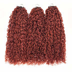 QVR Twist Curly Feather Crochet Human Hair Bright Brown #35D Machine Made Crochet Weave Hair Extensions