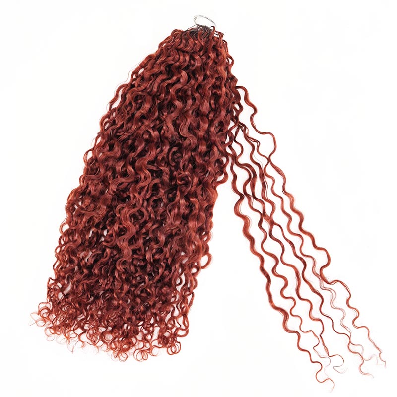 QVR Burmese Curly Feather Crochet Human Hair Bright Brown #35D Machine Made Crochet Weave Hair Extensions