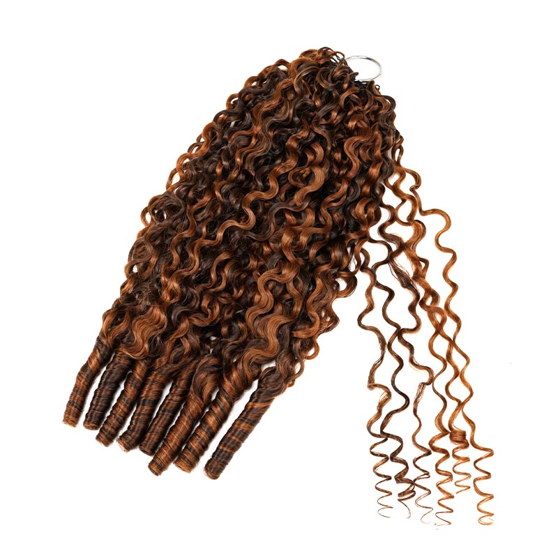 QVR Burmese Curly Feather Crochet Human Hair Highlight #P27/30 Miracle Knots Crochet Weave Hair Extensions