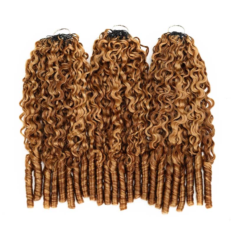 QVR Burmese Curly Feather Crochet Human Hair Highlight #P27/30 Miracle Knots Crochet Weave Hair Extensions