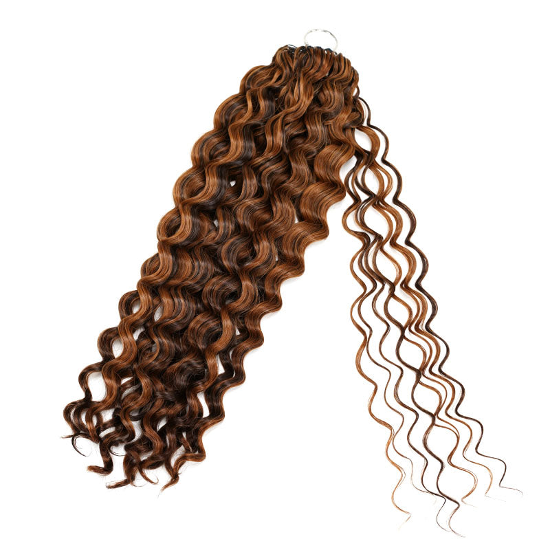 QVR Water Wave Feather Crochet Human Hair Highlight #P4/30 Miracle Knots Crochet Weave Hair Extensions