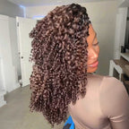 QVR Burmese Curly Feather Crochet Human Hair Ombre Brown #T1B/4 Machine Made Crochet Weave Hair Extensions