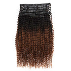 QVR #2/30 Mixed Subtle Ombre Small Kinky Curly PU Clip In Hair Extensions 9PCS 5PCS Volumizer Human Hair