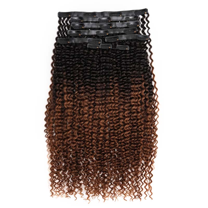 QVR #2/30 Mixed Subtle Ombre Water Wave PU Clip In Hair Extensions 9PCS 5PCS Volumizer Human Hair