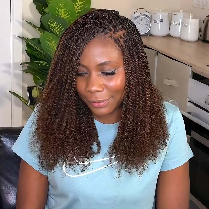 QVR Mixed Color #4/30 Afro Kinky Bulk Highlights #27/30 Human Hair