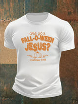 Men's are you FALL-O-WEEN JESUS print casual T-shirt