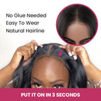 QVR Gluless Pre-cut 4x6 HD Lace Closure Human Hair Wigs Kinky Straight Wear&Go Wig