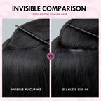 QVR Upgraded Invisible Edge 9PCS PU Clip Ins Extensions 5PCS Volumizer Natural Straight Seamless Clip In Human Hair