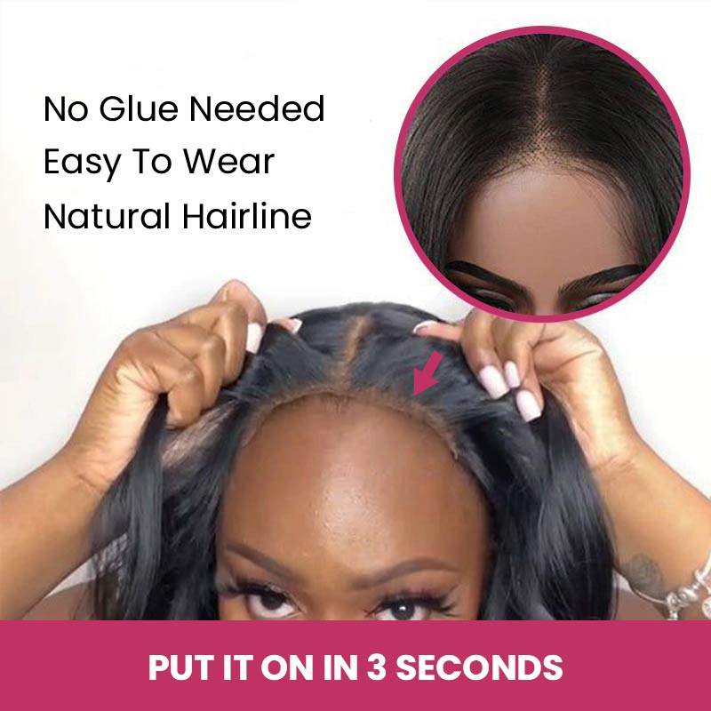 QVR Gluless Pre-cut 13x4 HD Lace Frontal Human Hair Wigs Straight Piano Highlight Brown Wear & Go Wigs