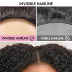 QVR Glueless Ombre Brown Blonde Kinky Curly Half Wig with Black Roots 250% Density Human Hair Wig #T1B/30/27 Wear Go Flip Over Wig