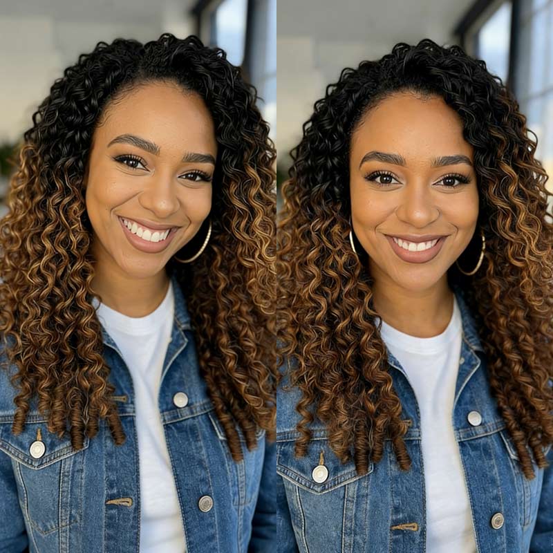QVR #T1B/30 Feather Crochet Human Hair Burmese Curly Machine Made Crochet Weave Hair Extensions