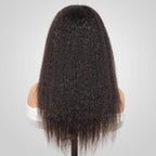 QVR V Part Kinky Straight Protective Style Wigs No Lace No Gel Glueless Kinky Human Hair Wigs For Women