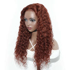 QVR Glueless Reddish Brown 4x6 Pre-cut Lace Closure Water Wave Wigs Wear Go Human Hair Wigs