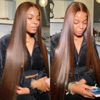 QVR Glueless Pre-Cut 4x6 Lace Closure Dark Brown #4 Colored Wear&Go Upgrade HD Lace Straight/Body Wave Human Hair Wig Beginner-Friendly