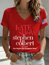 🔥Buy 3 Get 15% Off🔥V-Neck Retro Late Show 05.21.2026 The Night The Laughter Died Print T-Shirt