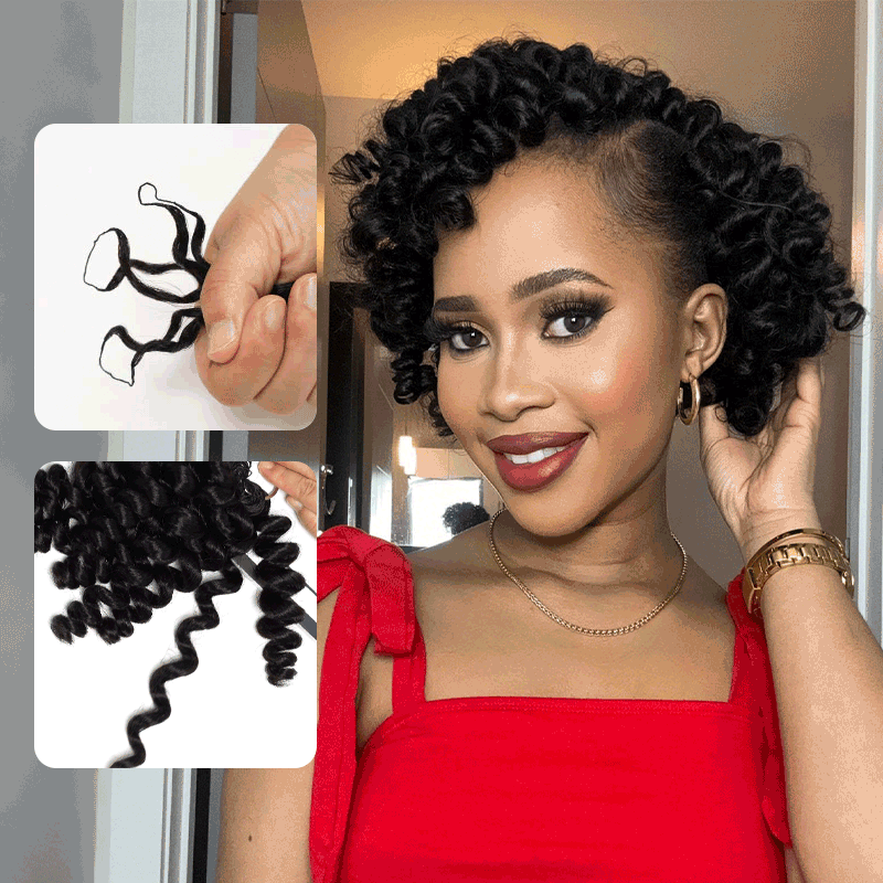 QVR Bouncy Curly Crochet Hair Natural Black Machine Made Feather Crochet Human Hair Extension