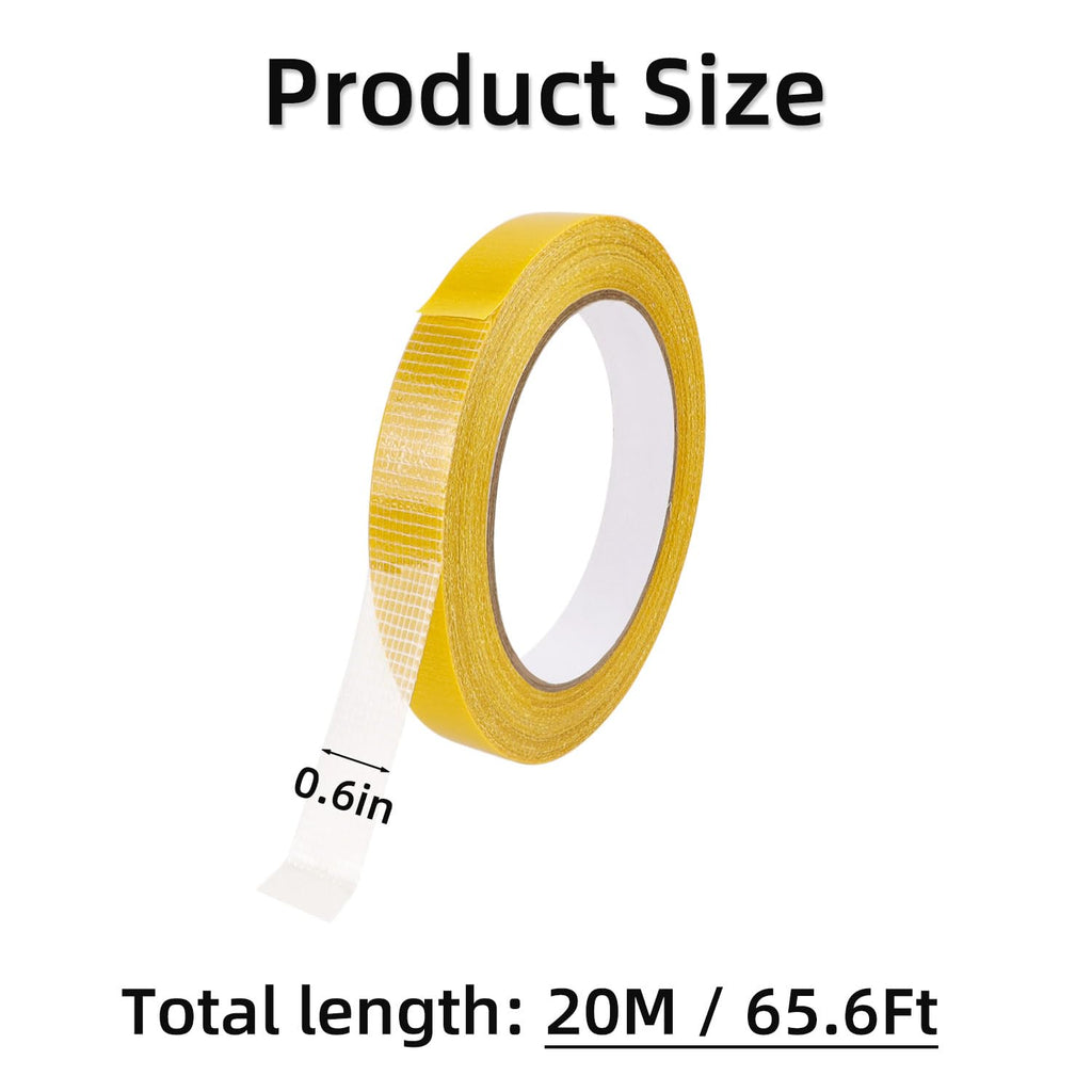 2 Pack Double Sided Tape Heavy Duty High Adhesive Mesh Tape 0.6Inch X 66Ft Super Sticky Clear Tapes High Tack Strong Mounting Tapes for Fixed Carpet Arts Crafts Wall Decor Photos No Glue Residue