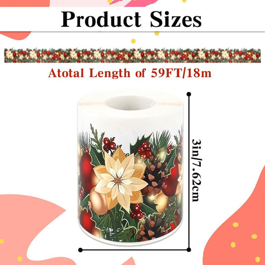 Christmas Bulletin Board Borders Stickers, 59Ft Christmas Self Adhesive Bulletin Board Rolled Border Trim for Winter Holiday School Classroom Blackboard Office Party Chalkboard Desks Wall Decor