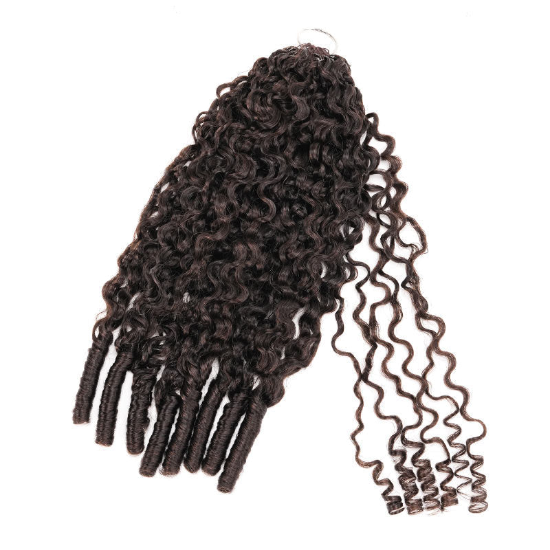 QVR Auburn Brown #30 Feather Crochet Human Hair Burmese Curly Crochet Weave Hair Extensions