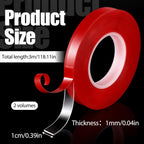 2 Rolls Acrylic Double Sided Tape, Strong Adhesive Mounting Tapes, Removable Waterproof Clear Tape for Carpet Fix Home Office Wall Car Glass Decor DIY Crafts Nail Tips Display