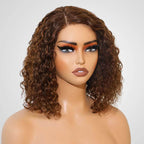QVR Side Part #4/30 Highlights Short Bob Wigs Water Wave Human Hair