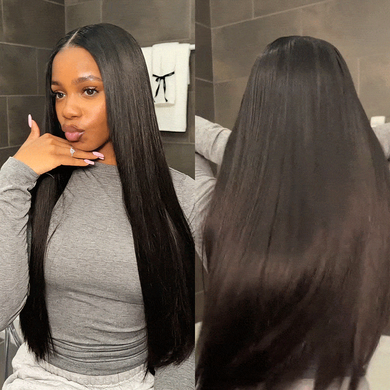 QVR Upgraded Invisible Edge 9PCS PU Clip Ins Extensions 5PCS Volumizer Natural Straight Seamless Clip In Human Hair