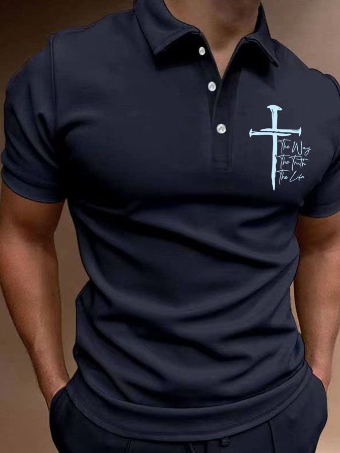 Men's Jesus The Way The Truth The Life Print Polo Shirt