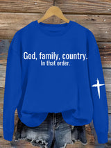 God Family Country  in that order Women's Printed Sweatshirt