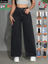 Women's Elastic Waist Denim Jeans with Pockets and Buttons, Casual Basic Fashion Comfortable Trousers for All Seasons, Perfect for Any Occasionstacked pants