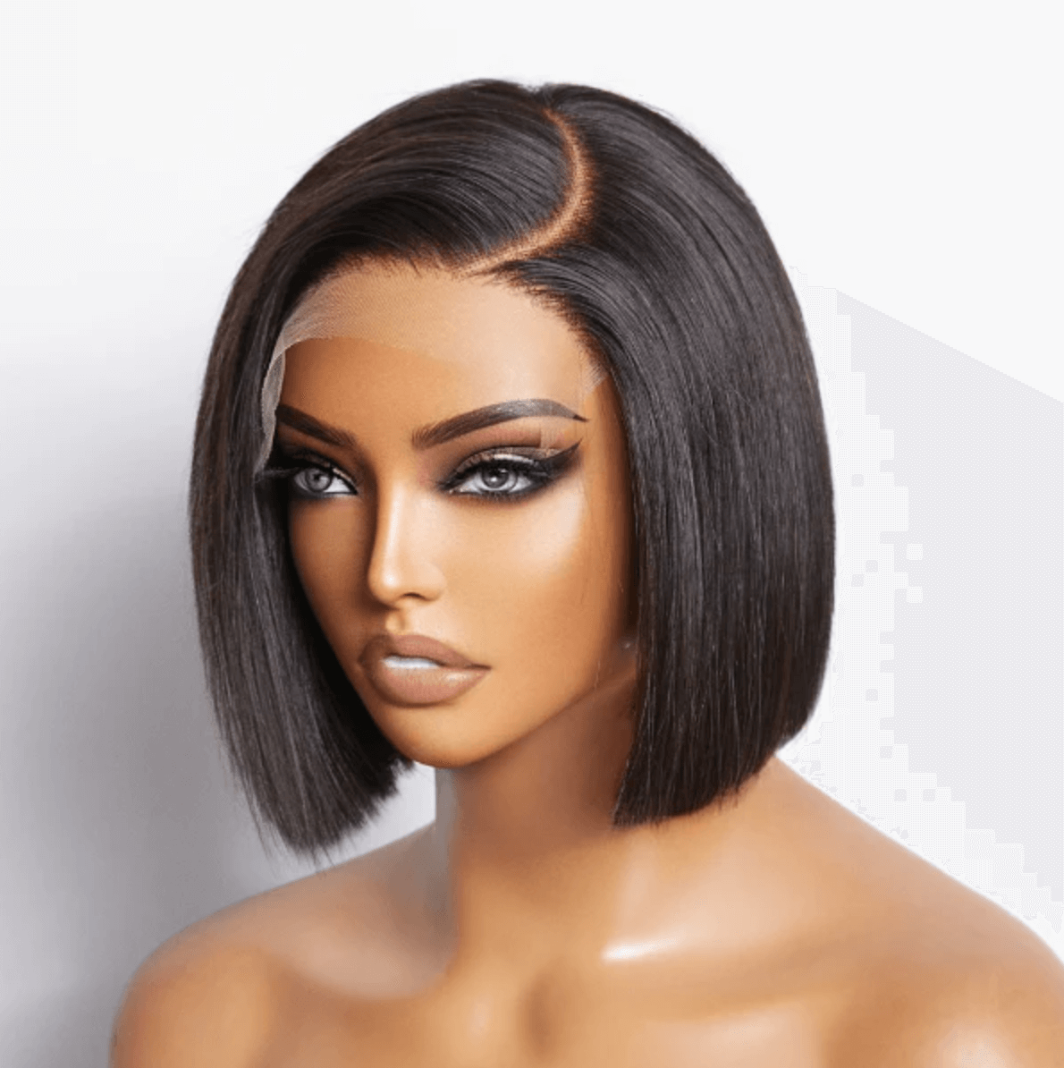QVR Wear & Go Blunt Cut Straight Bob Minimalist HD Lace Glueless C Part Wig