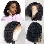 QVR Side Part Brazilian Human Hair Jerry Curly L Part Lace Front Bob Wig