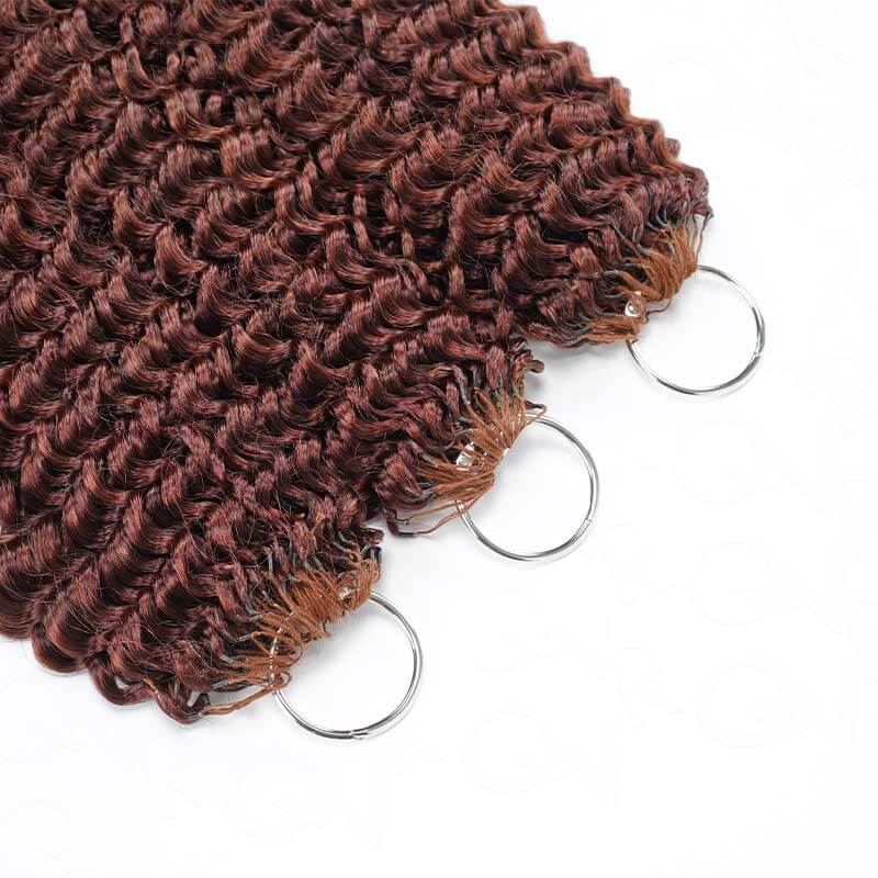 QVR Reddish Brown Crochet Weave Hair Extensions Machine Made #33B Feather Human Crochet Hair