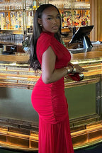 Timeless Solid Fishtail Maxi Dress