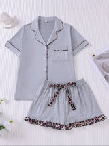 Women's Contrast Binding Pajama Two-piece Set